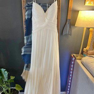 David's Bridal Dress (Size 14) - ruched bodice chiffon a-line wedding dress